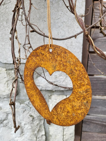 Preview: Edelrost Kugel mit Herz für Meisenknödel