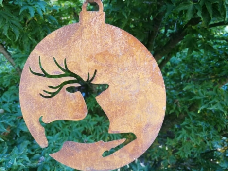 Edelrost Christbaumkugel Hirsch