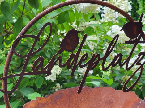 Preview: Edelrost Vogelbad / Futterstelle Landeplatz im Ring