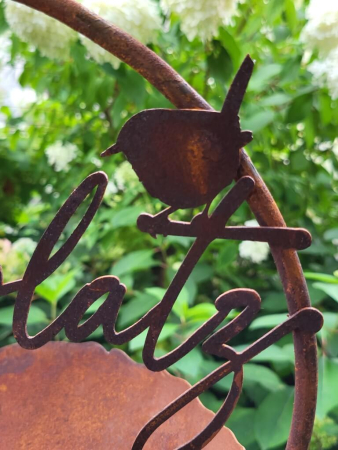 Preview: Edelrost Vogelbad / Futterstelle Landeplatz im Ring