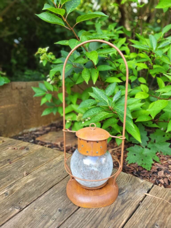 Edelrost Laterne mit Craquele-Glas