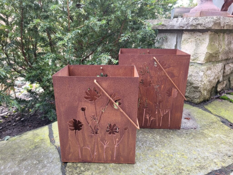 Preview: Edelrost Laterne Lamia, rechteckig