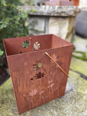 Preview: Edelrost Laterne Lamia, rechteckig