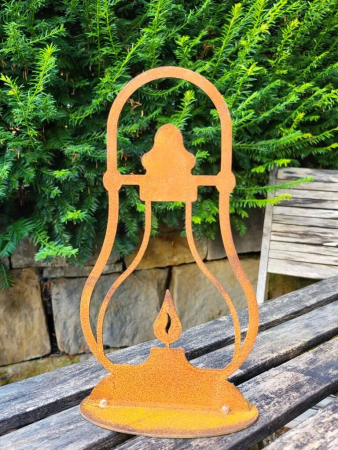 Preview: Edelrost Laterne Modell A, auf Platte