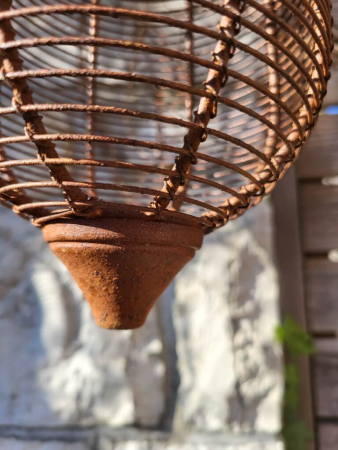 Edelrost Ornament Windlicht zum Hängen, rundlich