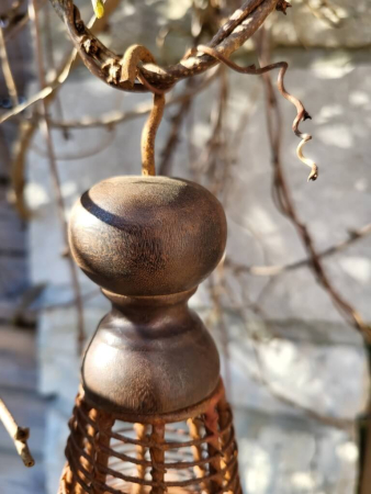 Edelrost Ornament Windlicht zum Hängen, rundlich