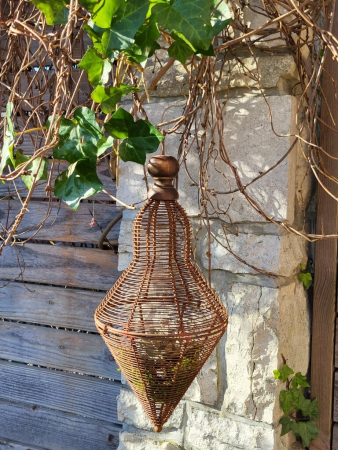 Edelrost Ornament Windlicht zum Hängen, spitz