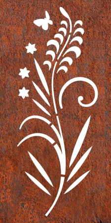 Edelrost Paravent oder Sichtschutzwand Blume Abeba