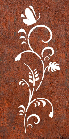 Edelrost Paravent oder Sichtschutzwand Blume Fleurette