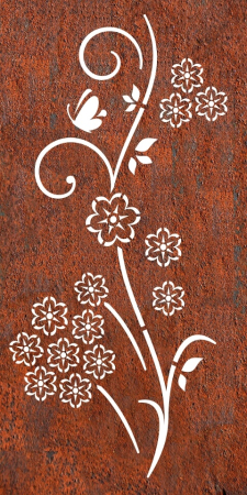 Edelrost Paravent oder Sichtschutzwand Blume Hana