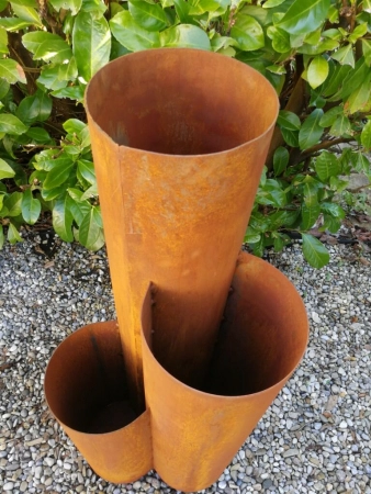 Edelrost Pflanzsäule 3 Rohre