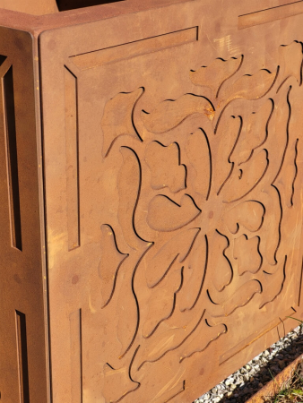 Preview: Edelrost Pflanzkübel Barock, quadratisch