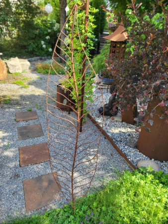 Edelrost Gartenstecker Rankhilfe Blatt, rustikal
