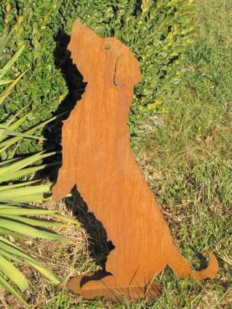 Edelrost Gartenfigur Rauhhaardackel Willy