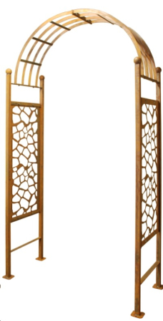 Preview: Edelrost Rosenbogen mit abstraktem Gitter