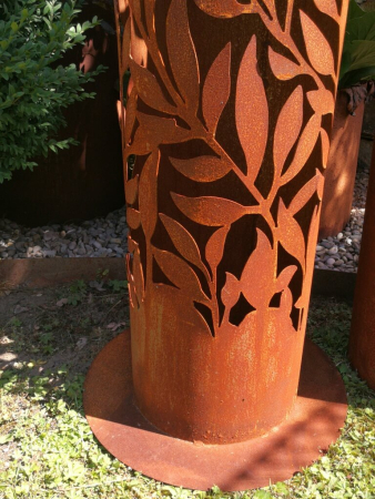 Edelrost Dekosäule Blätterranken
