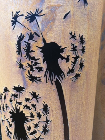 Edelrost Dekosäule Pusteblume, rund