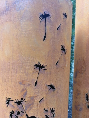 Edelrost Dekosäule Pusteblume, rund