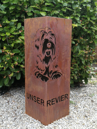 Edelrost Dekosäule Tibet-Terrier