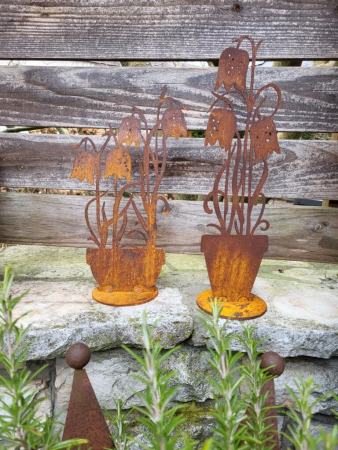 Preview: Edelrost Schachbrettblume im Topf, hoch