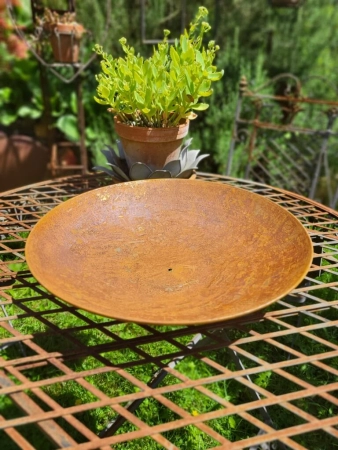 Edelrost Dekoschale rund, flacher Boden, 37 cm