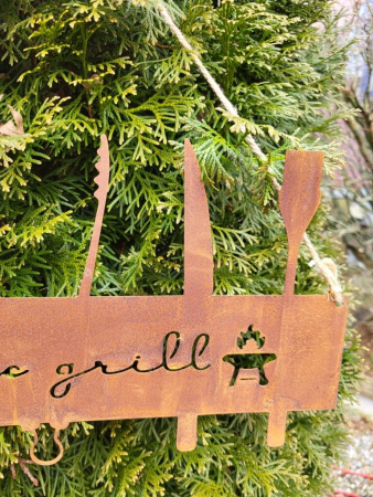 Preview: Edelrost Hängeschild Born to grill