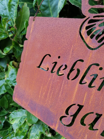 Edelrost Schild Lieblingsgarten
