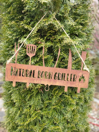Preview: Edelrost Hängeschild Natural Born Griller