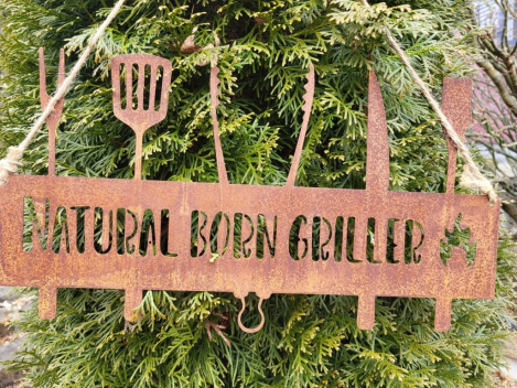 Preview: Edelrost Hängeschild Natural Born Griller