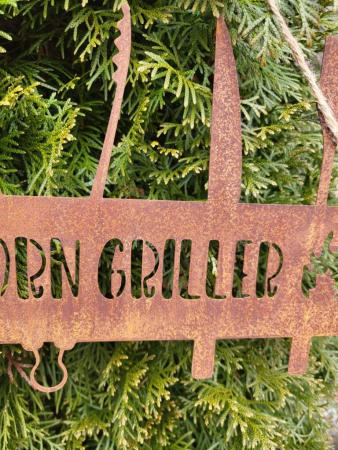Preview: Edelrost Hängeschild Natural Born Griller