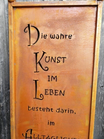 Edelrost Gartenschild Kunst im Leben