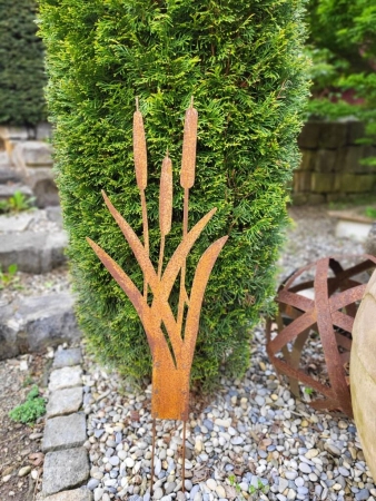 Edelrost Gartenstecker Schilfgruppe