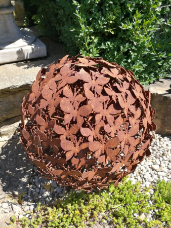 Garten-Stecker Schmetterling mit Kugel 1,50m groß ca Geschenk-Idee Rost-Deko 
