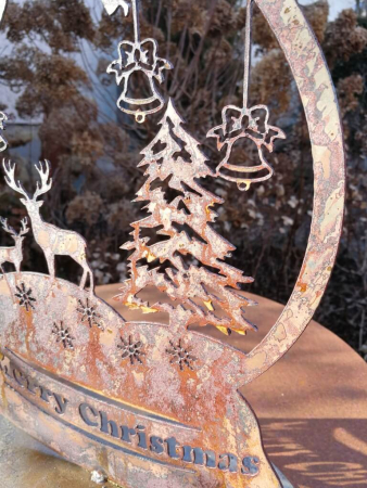 Preview: Edelrost Schneekugel Hirsche