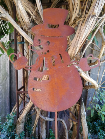 Preview: Edelrost Gartenstecker Schneemann Gustaffson