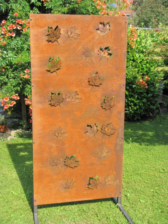 Edelrost Sichtschutzwand Ahornblätter