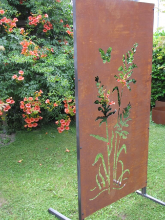 Edelrost Sichtschutzwand Gräser 3