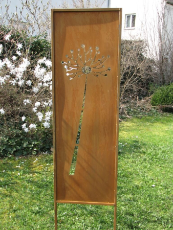 Edelrost Sichtschutz Paravent Pusteblume