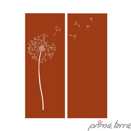 Preview: Edelrost Sichtschutzwand Pusteblume Prima Terra