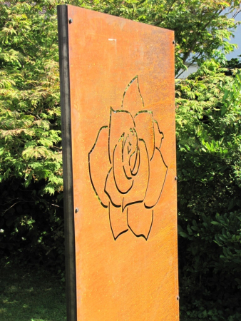 Edelrost Sichtschutzwand Rose