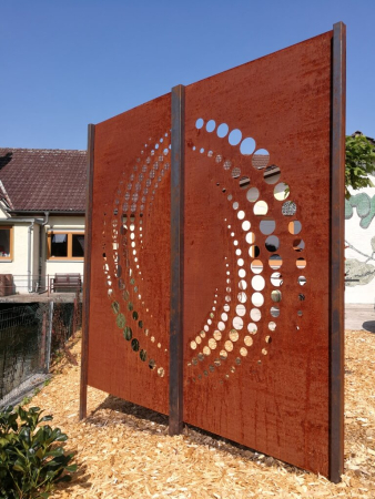Edelrost Sichtschutzwand Kreise, 2-teilig