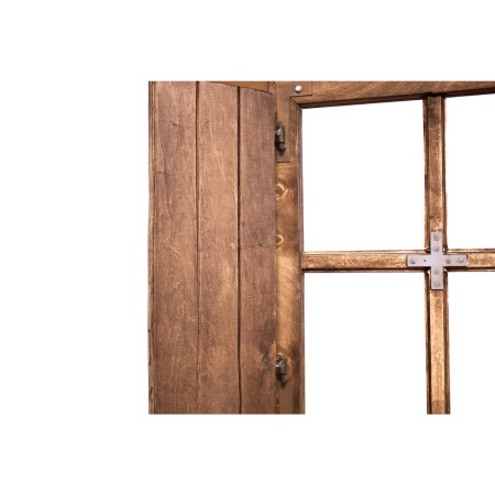 Preview: Edelrost Sichtschutzwand Fenster mit Holzläden ohne Motiv