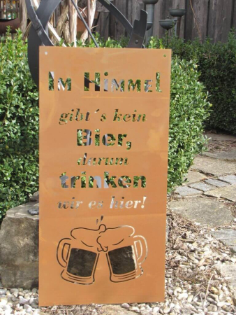 Edelrost Schild Bier im Himmel
