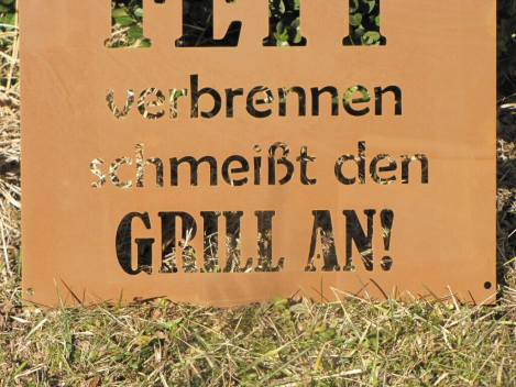 Edelrost Schild Fett verbrennen