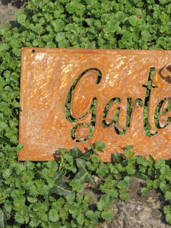 Edelrost Schild Garten mit Biene