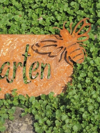 Edelrost Schild Garten mit Biene
