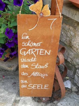 Edelrost Schild mit Ginkgo 