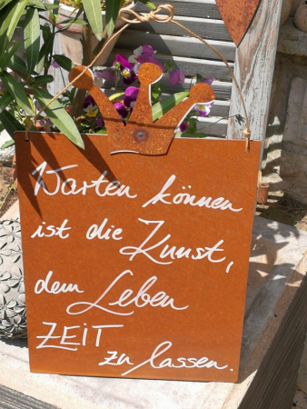Preview: Edelrost Schild mit Krone 