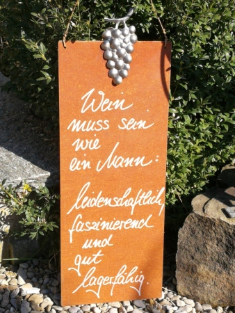 Edelrost Schild mit Weintraube - 