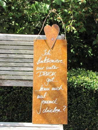 Edelrost Schild mit Herz drück mich